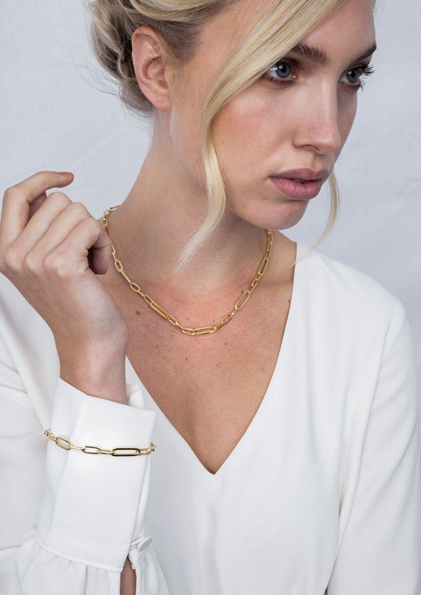 ZINZI Verguld Zilveren Ketting 45cm geel - ZIC1990G