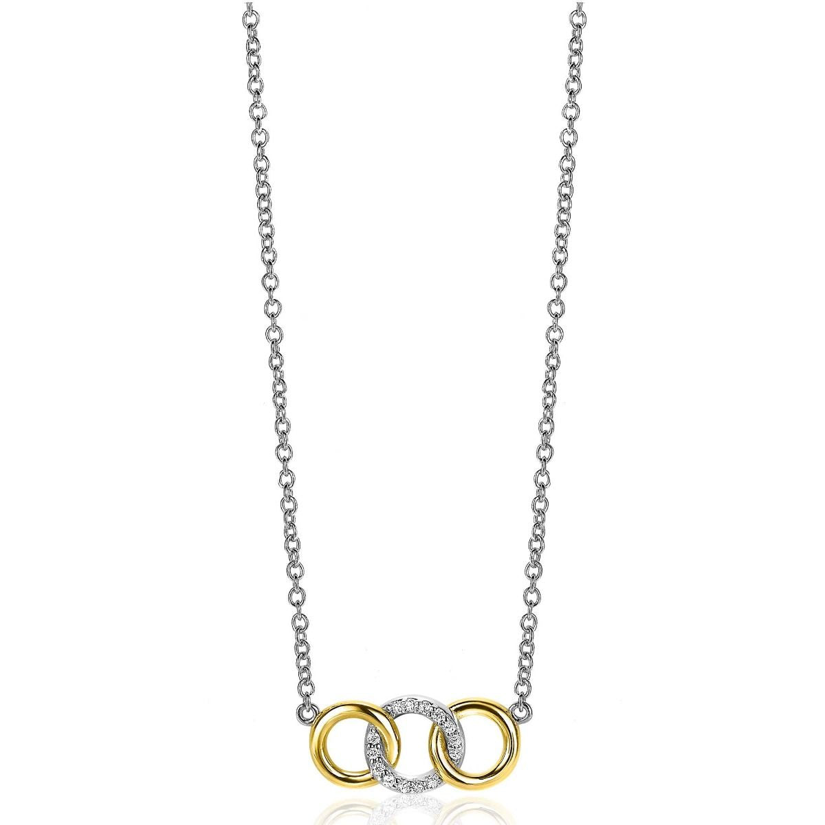 ZINZI Verguld Zilveren Ketting met Witte Zirkonia - ZIC2045Y