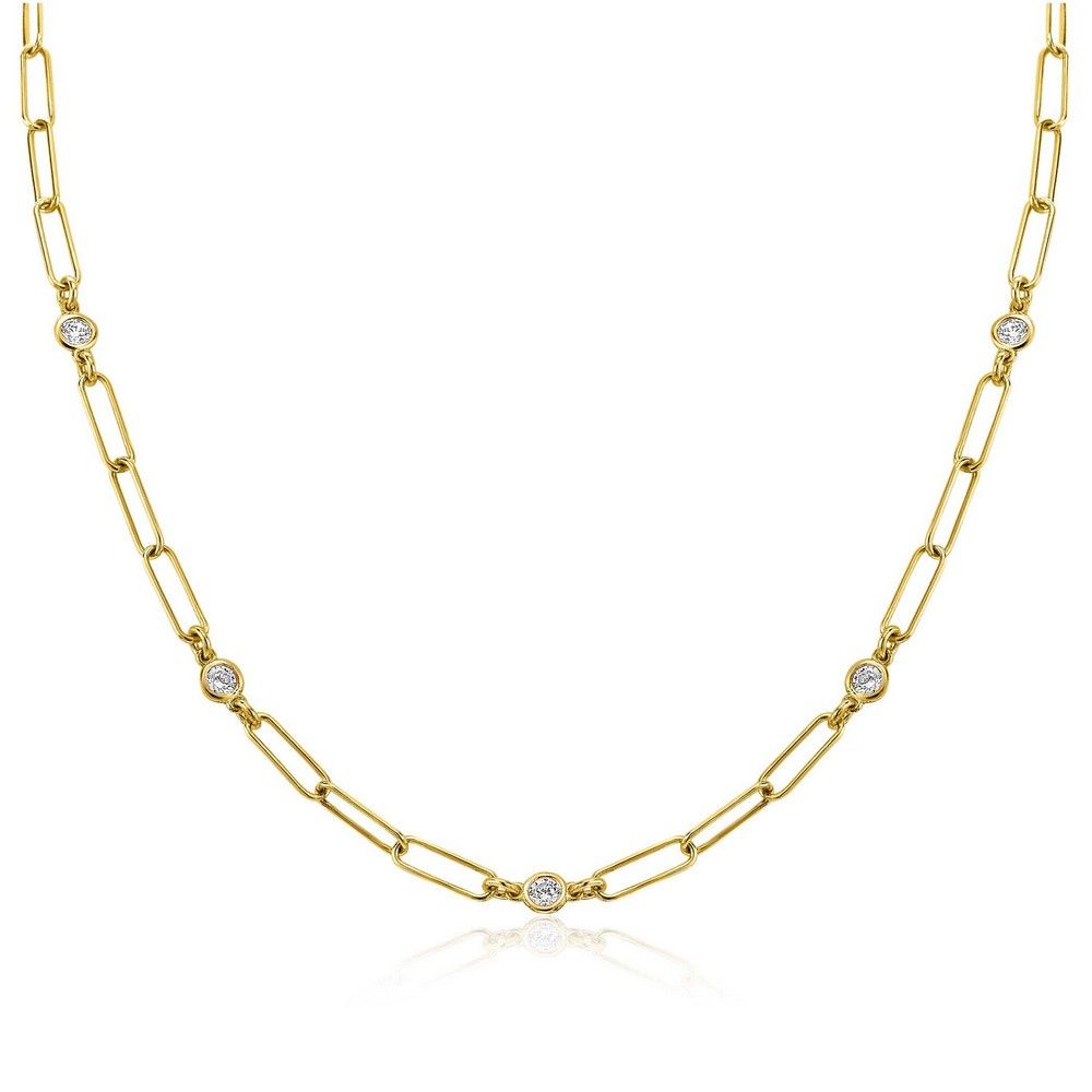 ZINZI Verguld Zilveren Ketting met Witte Zirkonia - ZIC2079Y