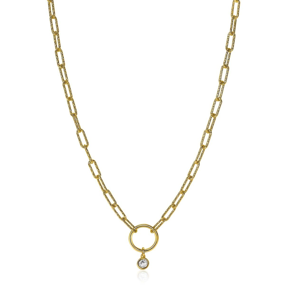 ZINZI Verguld Zilveren Ketting met Witte Zirkonia - ZIC2200Y