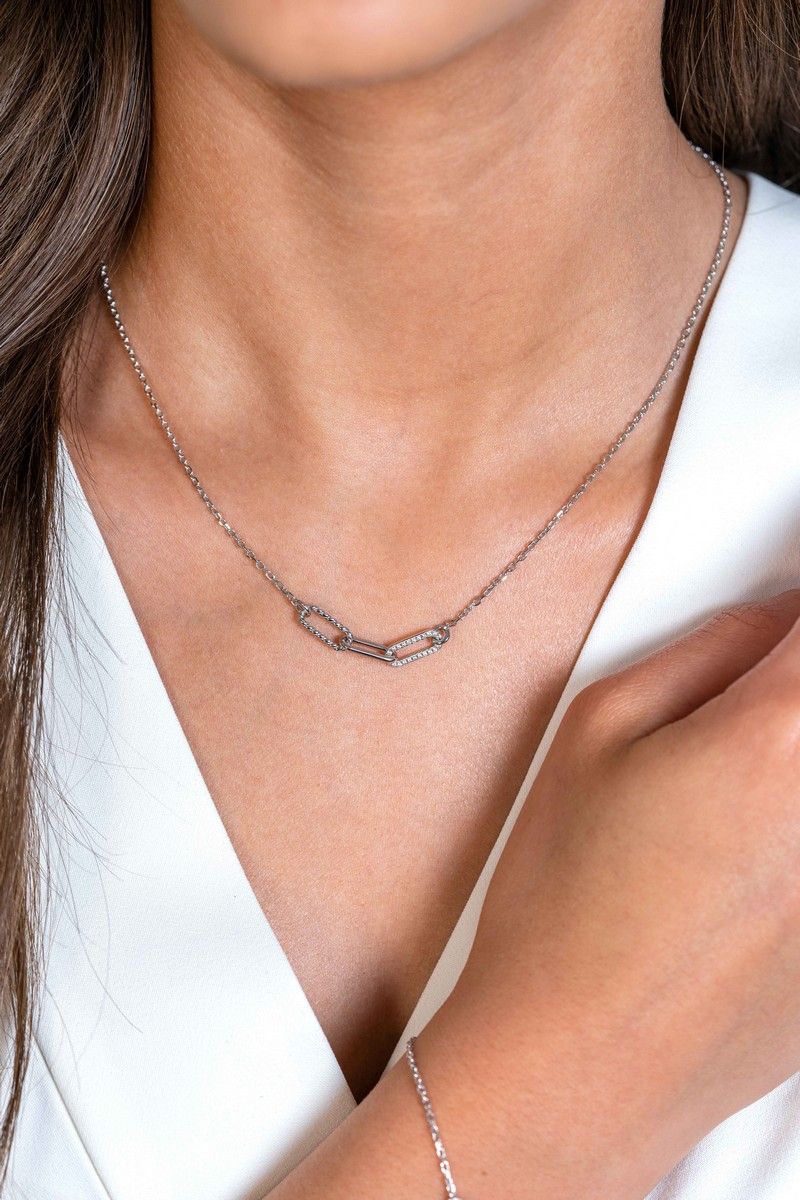 ZINZI Zilveren Ketting met Witte Zirkonia - ZIC2330