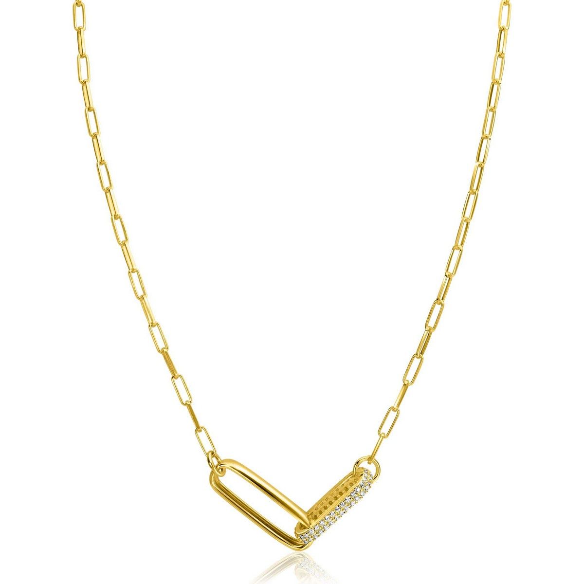 ZINZI Verguld Zilveren Ketting met Witte Zirkonia - ZIC2371Y