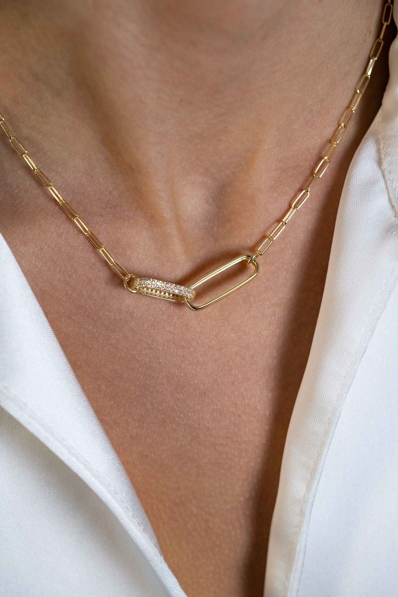 ZINZI Verguld Zilveren Ketting met Witte Zirkonia - ZIC2371Y