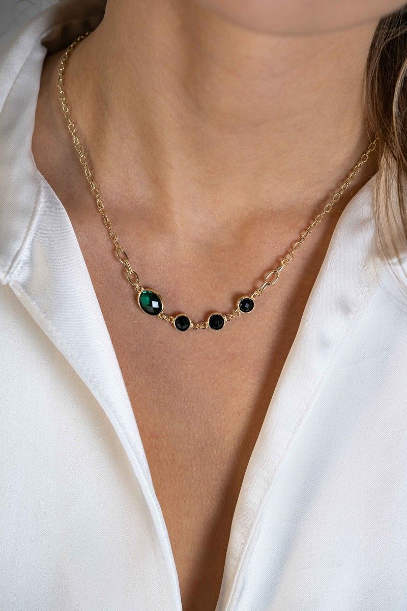 ZINZI Verguld Zilveren Ketting met Kleursteen - ZIC2389