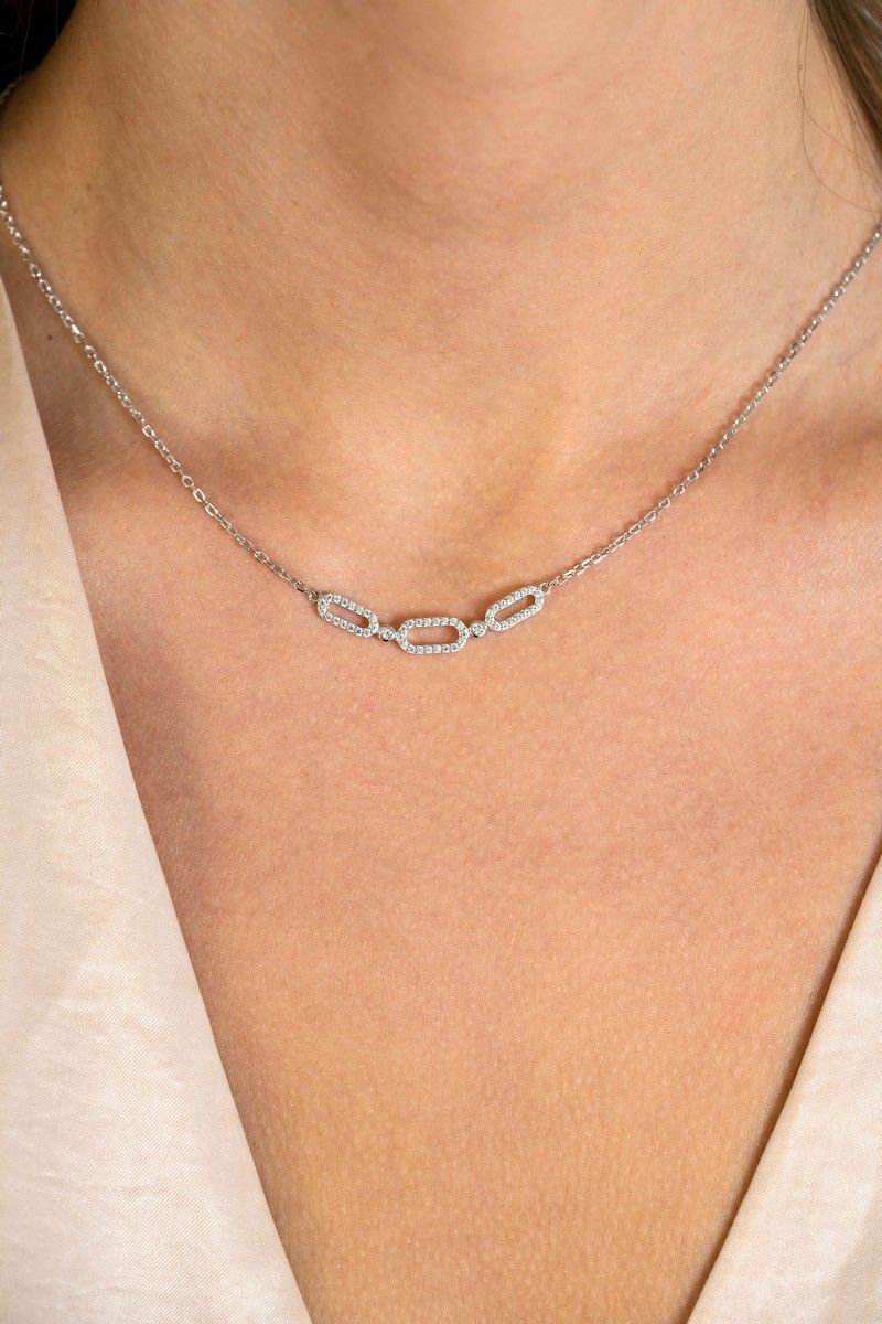 ZINZI Zilveren Ketting met Witte Zirkonia - ZIC2398