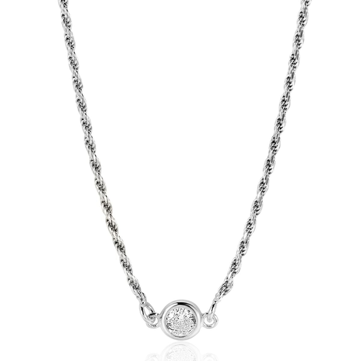 ZINZI Zilveren Ketting met Witte Zirkonia - ZIC2461
