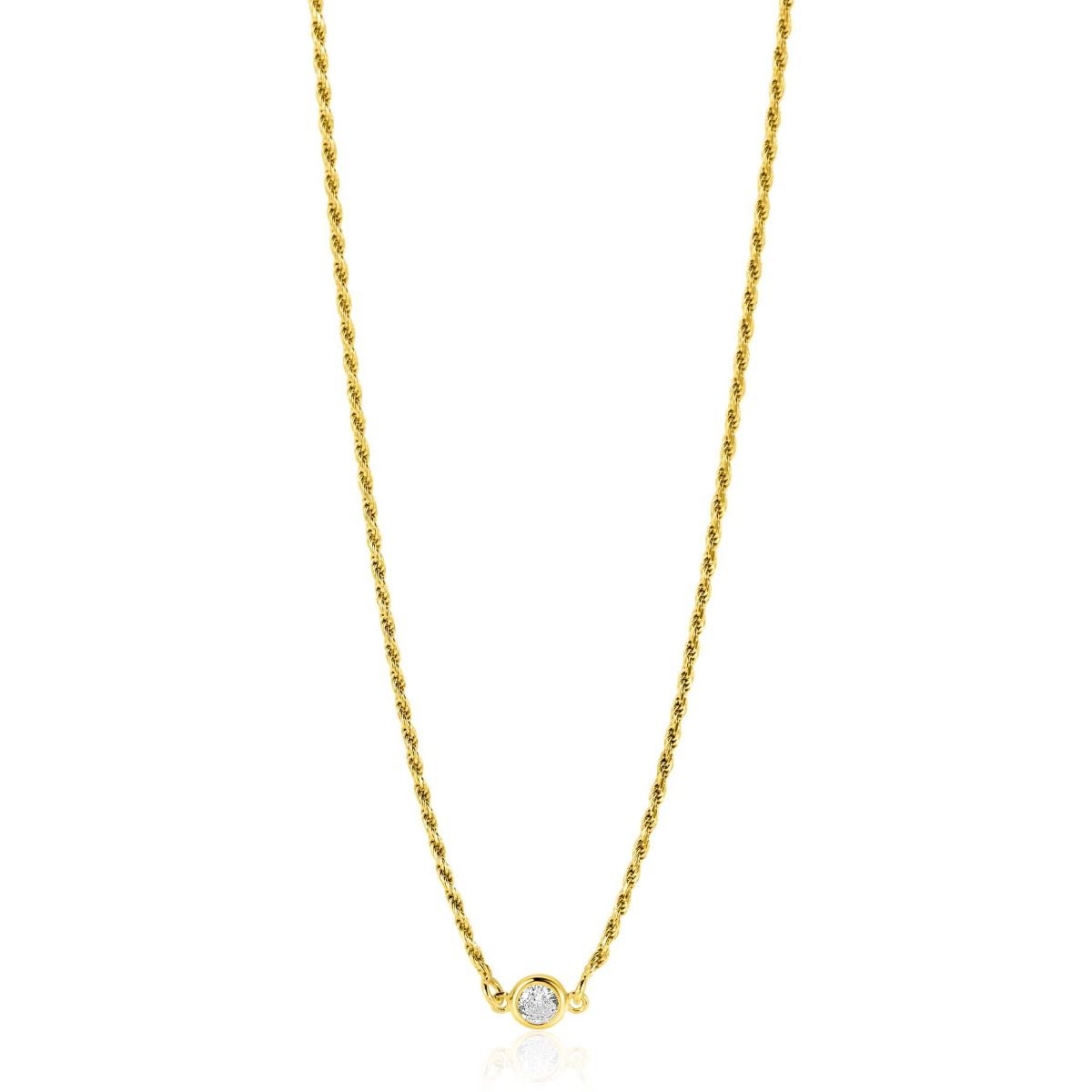 ZINZI Verguld Zilveren Ketting met Witte Zirkonia - ZIC2461Y
