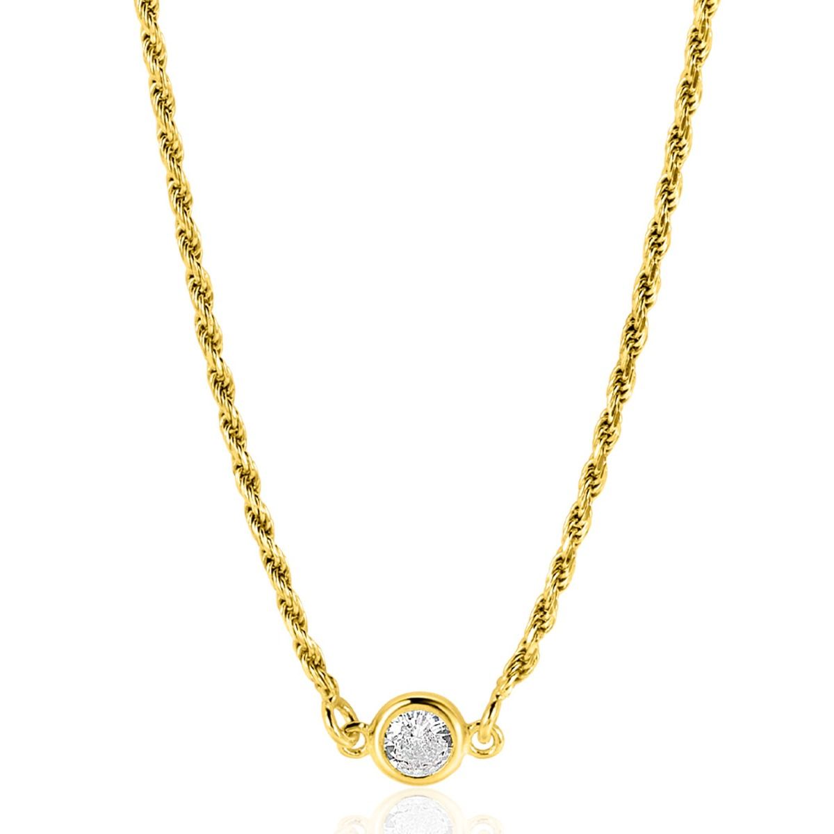 ZINZI Verguld Zilveren Ketting met Witte Zirkonia - ZIC2461Y