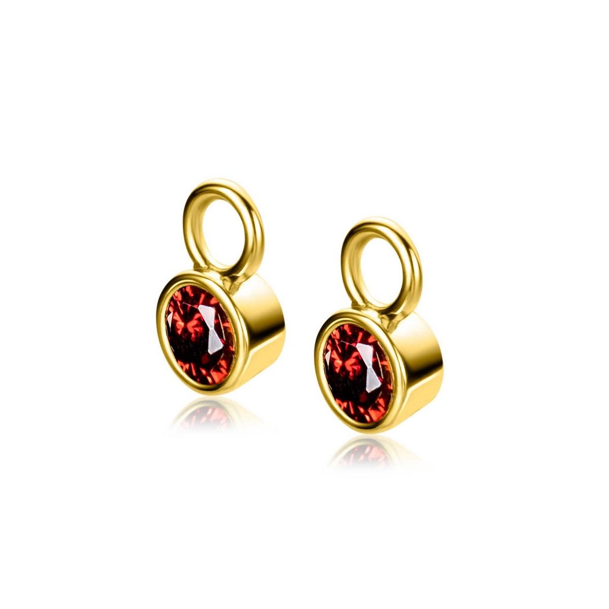 ZINZI Verguld Zilveren Oorbedels met Rode Zirkonia ZICH-JAN