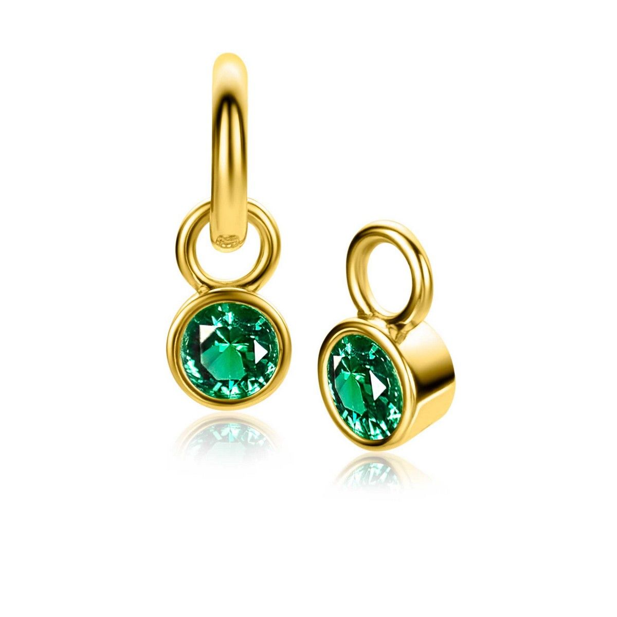 ZINZI Verguld Zilveren Oorbedels met Groene Zirkonia ZICH-MEI