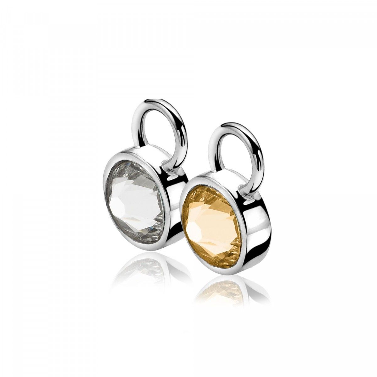 ZINZI Zilveren Oorbedels met Champagne Zirkonia - ZICH1006C