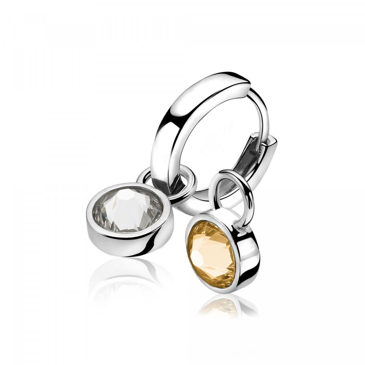 ZINZI Zilveren Oorbedels met Champagne Zirkonia - ZICH1006C