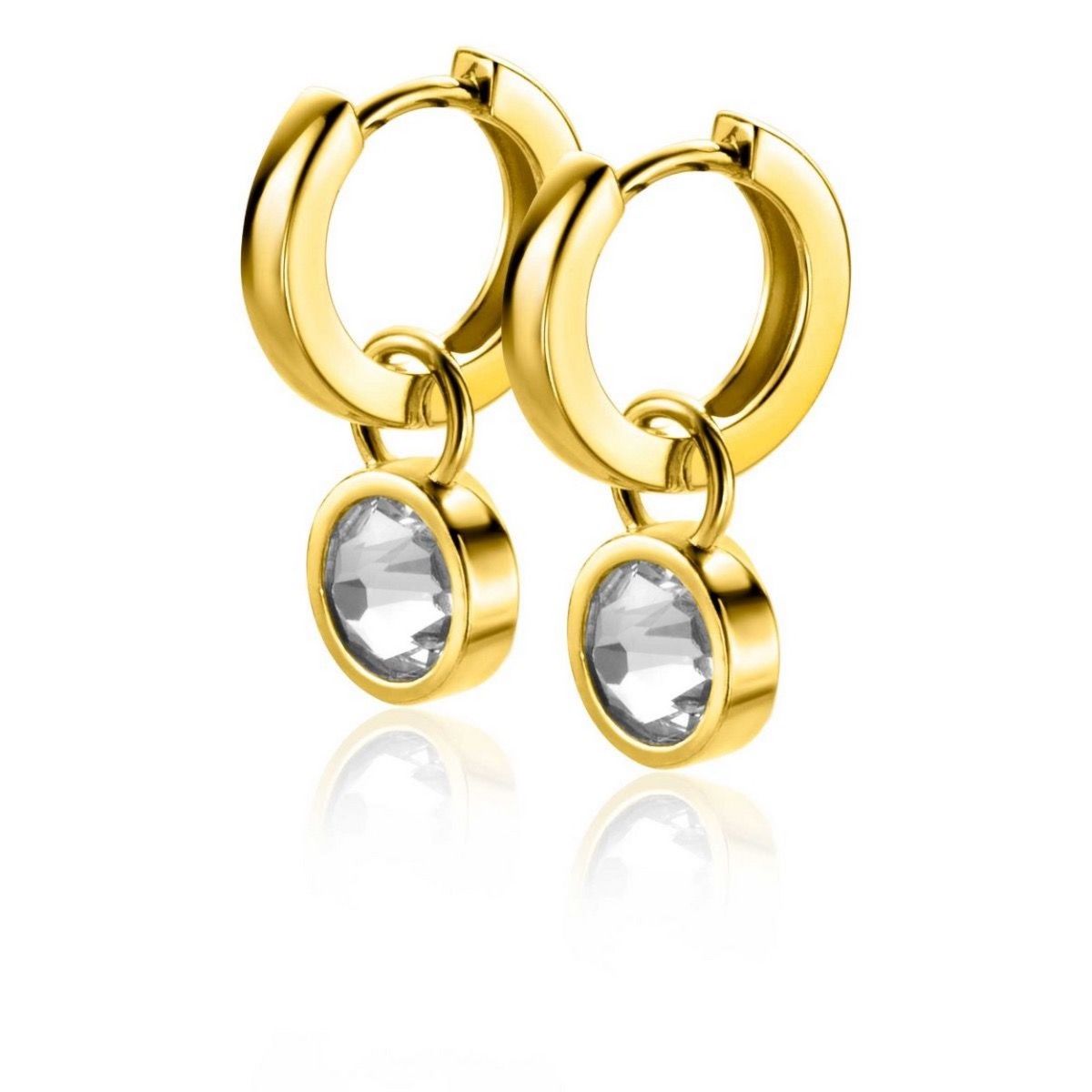 ZINZI Verguld Zilveren Oorbedels met Groene Swarovski kristal - ZICH1006G