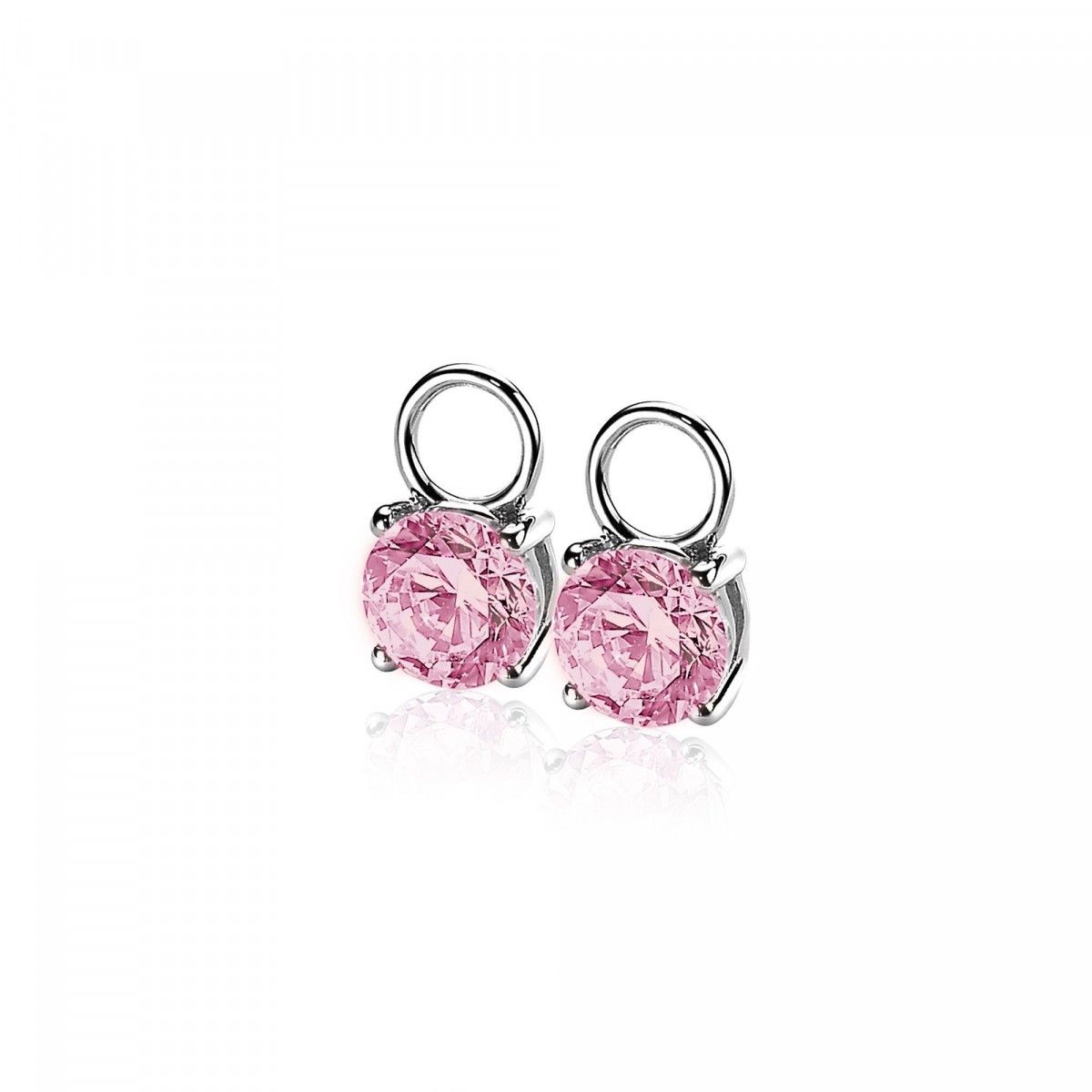 ZINZI Zilveren Oorbedels met Roze Zirkonia - ZICH1300R