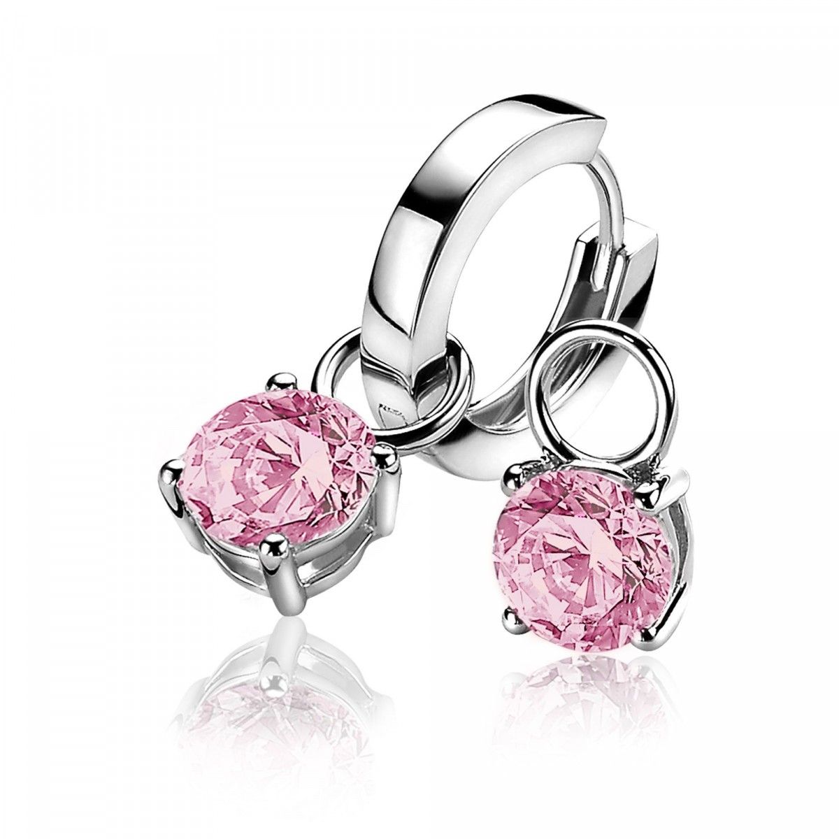 ZINZI Zilveren Oorbedels met Roze Zirkonia - ZICH1300R