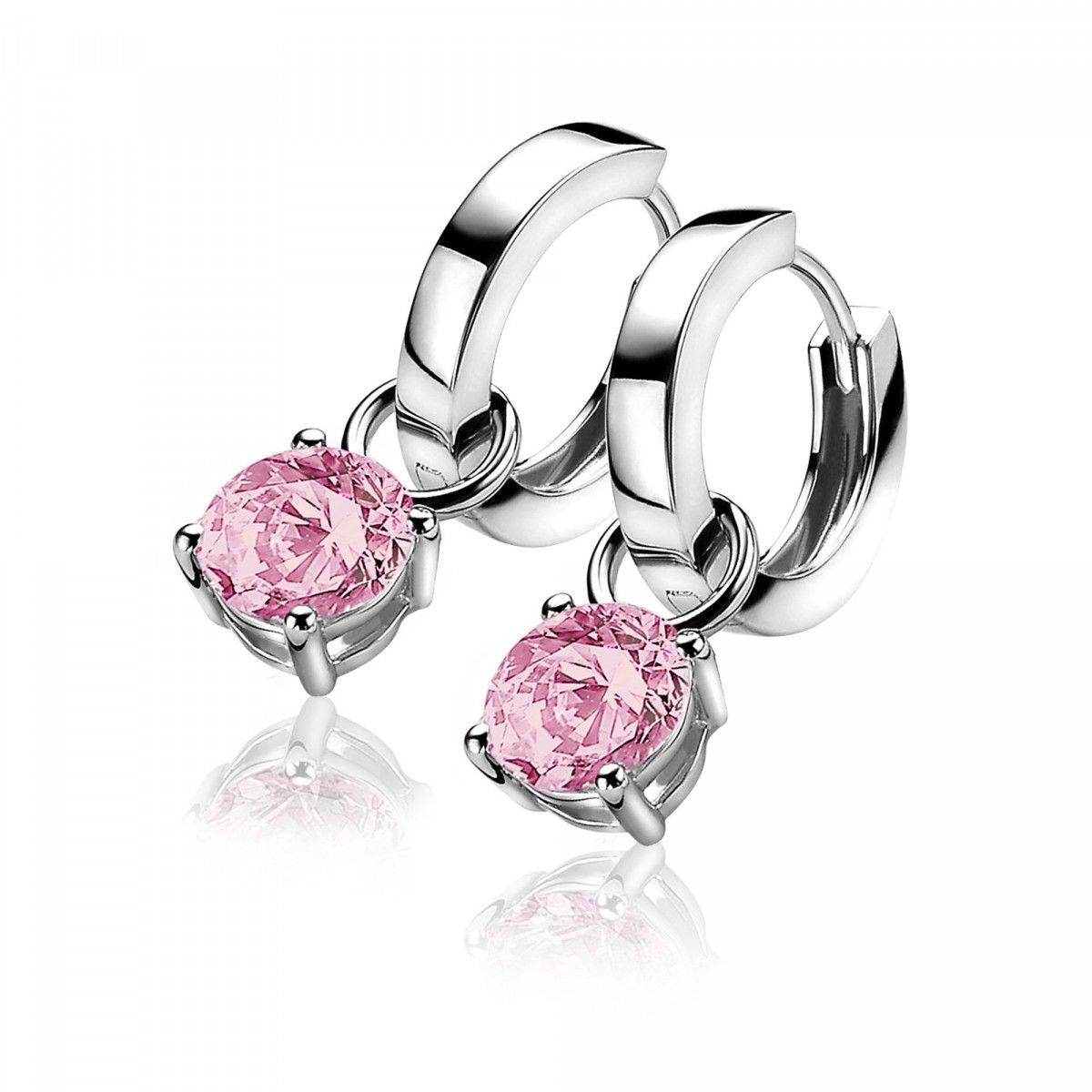 ZINZI Zilveren Oorbedels met Roze Zirkonia - ZICH1300R
