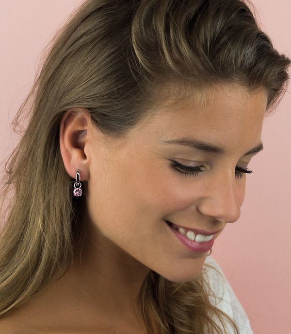 ZINZI Zilveren Oorbedels met Roze Zirkonia - ZICH1300R