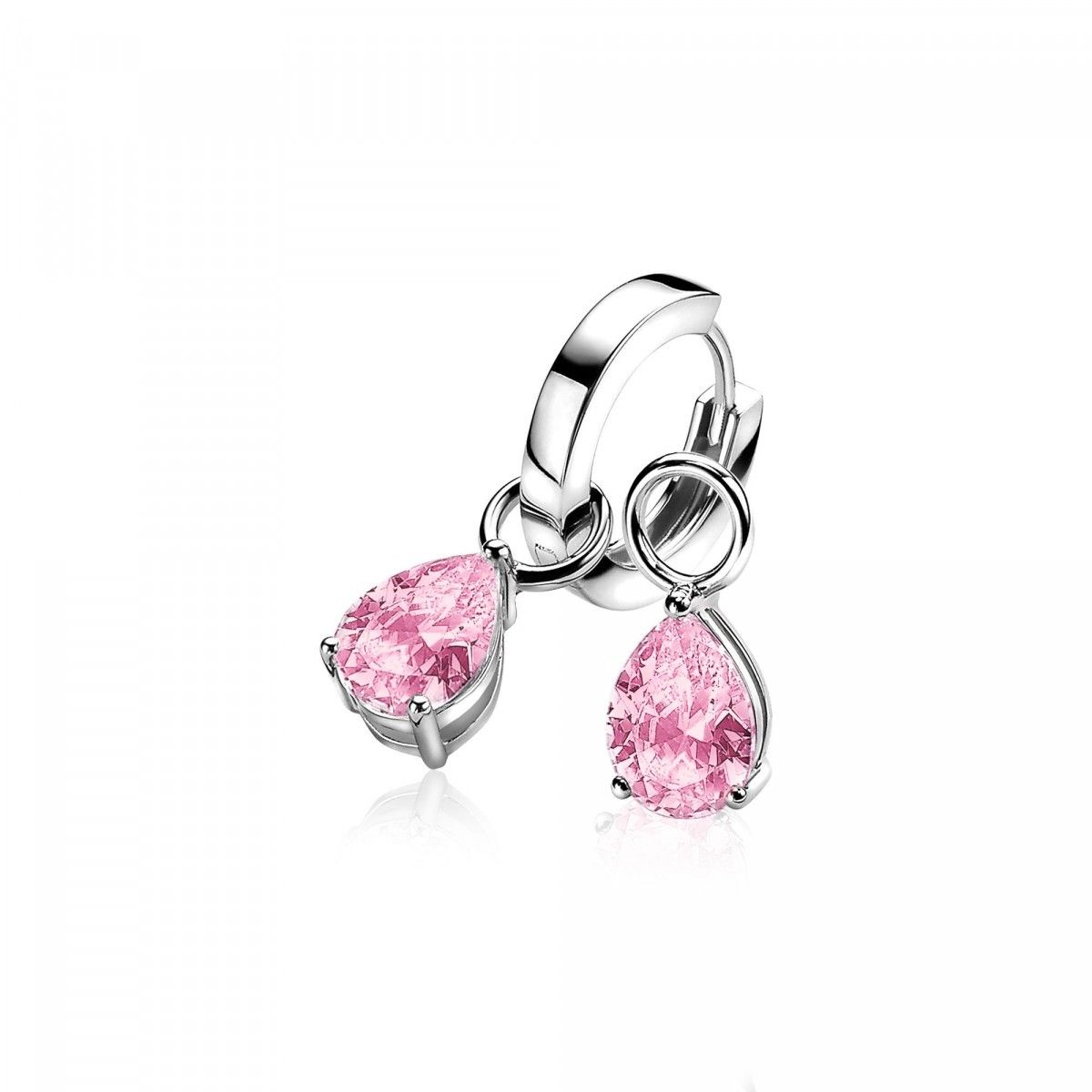 ZINZI Zilveren Oorbedels met Roze Zirkonia - ZICH1302R