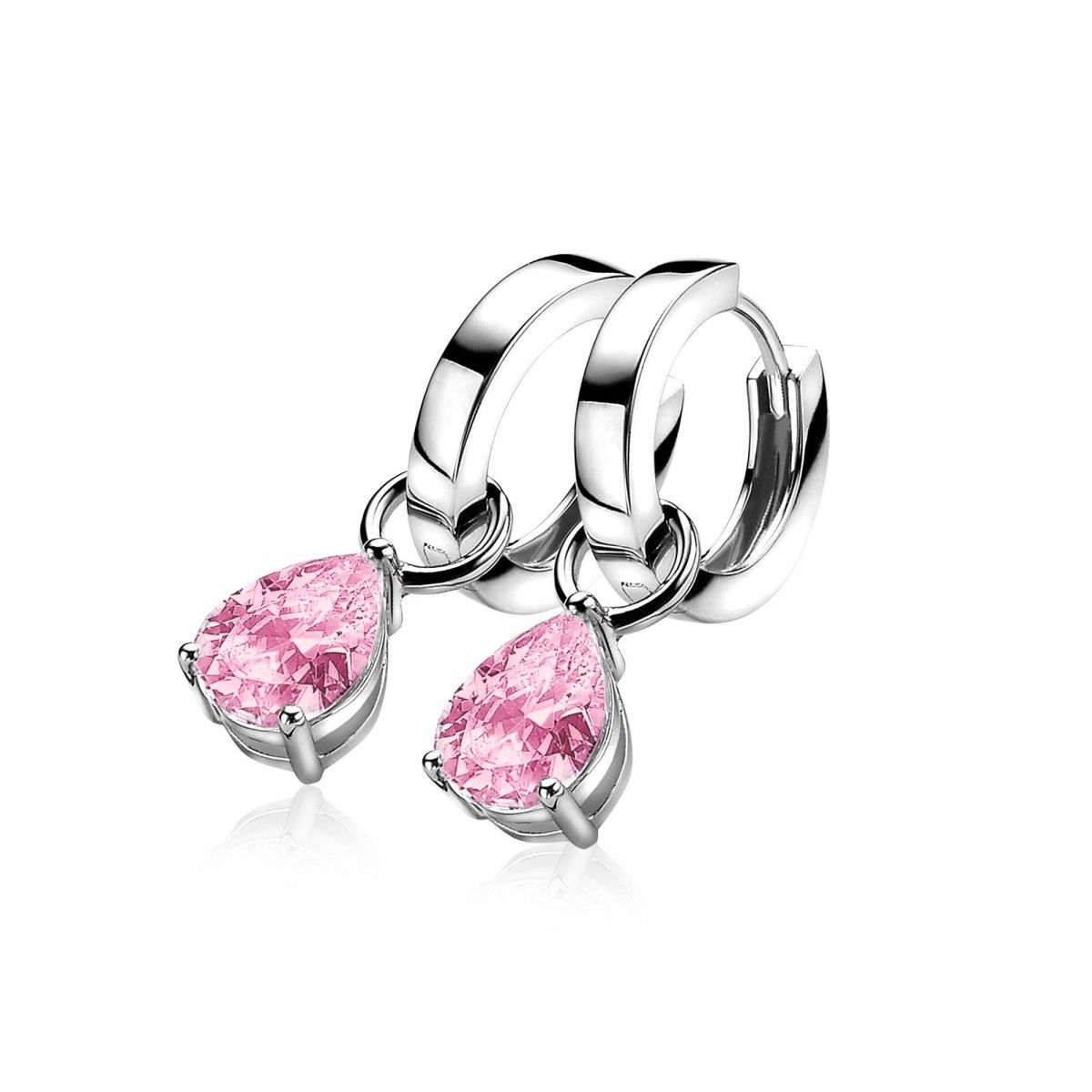 ZINZI Zilveren Oorbedels met Roze Zirkonia - ZICH1302R