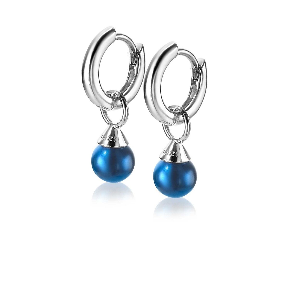 ZINZI Zilveren Oorbedels met Blauwe Parel - ZICH1749B
