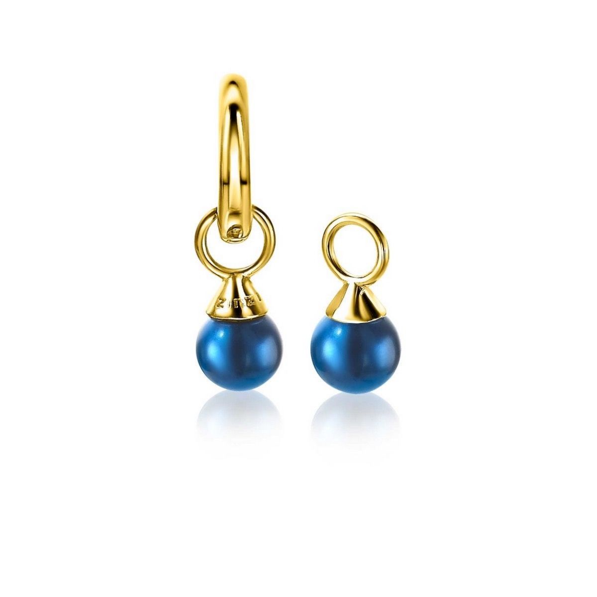 Zinzi gold plated zilveren oorbedels parels blauw 6mm ZICH1749BG (excl. oorringen), exclusief en kwalitatief hoogwaardig. Ontdek nu!