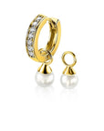 Zinzi gold plated zilveren oorbedels parels wit 6mm ZICH1749WG (excl. oorringen), exclusief en kwalitatief hoogwaardig. Ontdek nu!