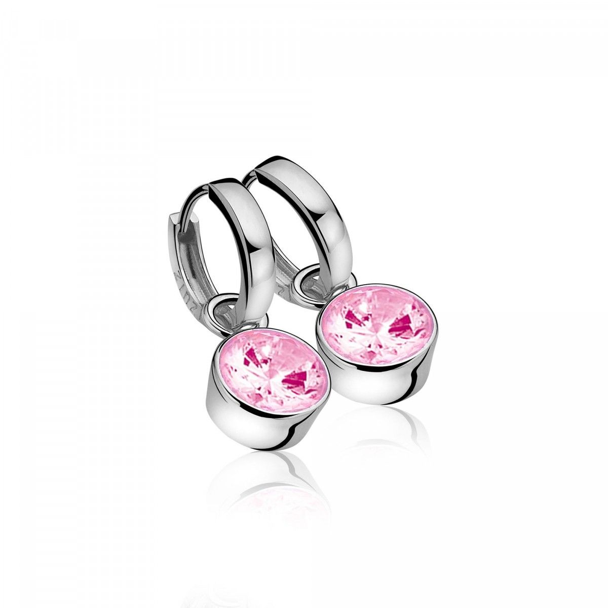 ZINZI Zilveren Oorbedels met Roze Zirkonia - ZICH186R