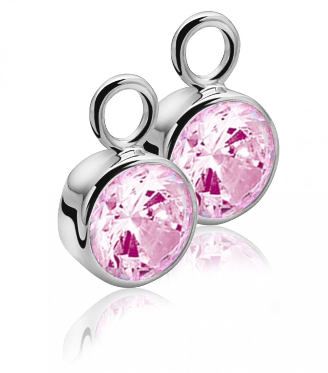 ZINZI Zilveren Oorbedels met Roze Zirkonia - ZICH186R