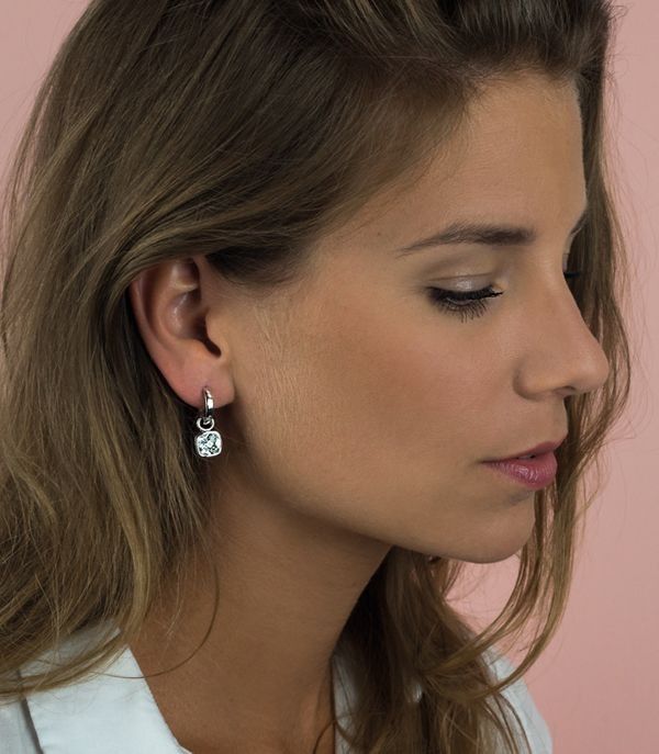 ZINZI Zilveren Oorbedels met Witte Zirkonia - ZICH190W