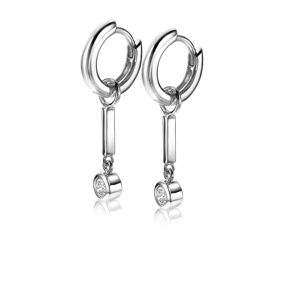 Zinzi zilveren oorbedels staafje 19mm witte Zirkonia bedel ZICH1953, exclusief en kwalitatief hoogwaardig. Ontdek nu!