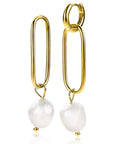 Zinzi zilveren oorbedels 14K geel verguld 43mm ovaal witte parel ZICH2188G, exclusief en kwalitatief hoogwaardig. Ontdek nu!