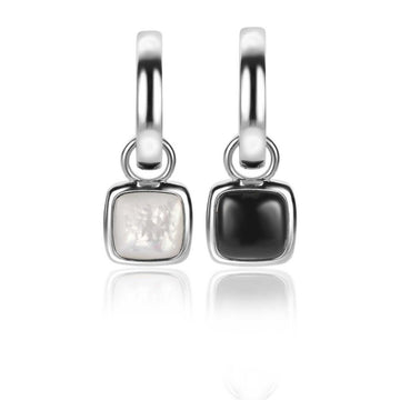 Zinzi zilveren oorbedels vierkant tweezijdig zwarte onyx en witte parelmoer 10mm ZICH2257, exclusief en kwalitatief hoogwaardig. Ontdek nu!