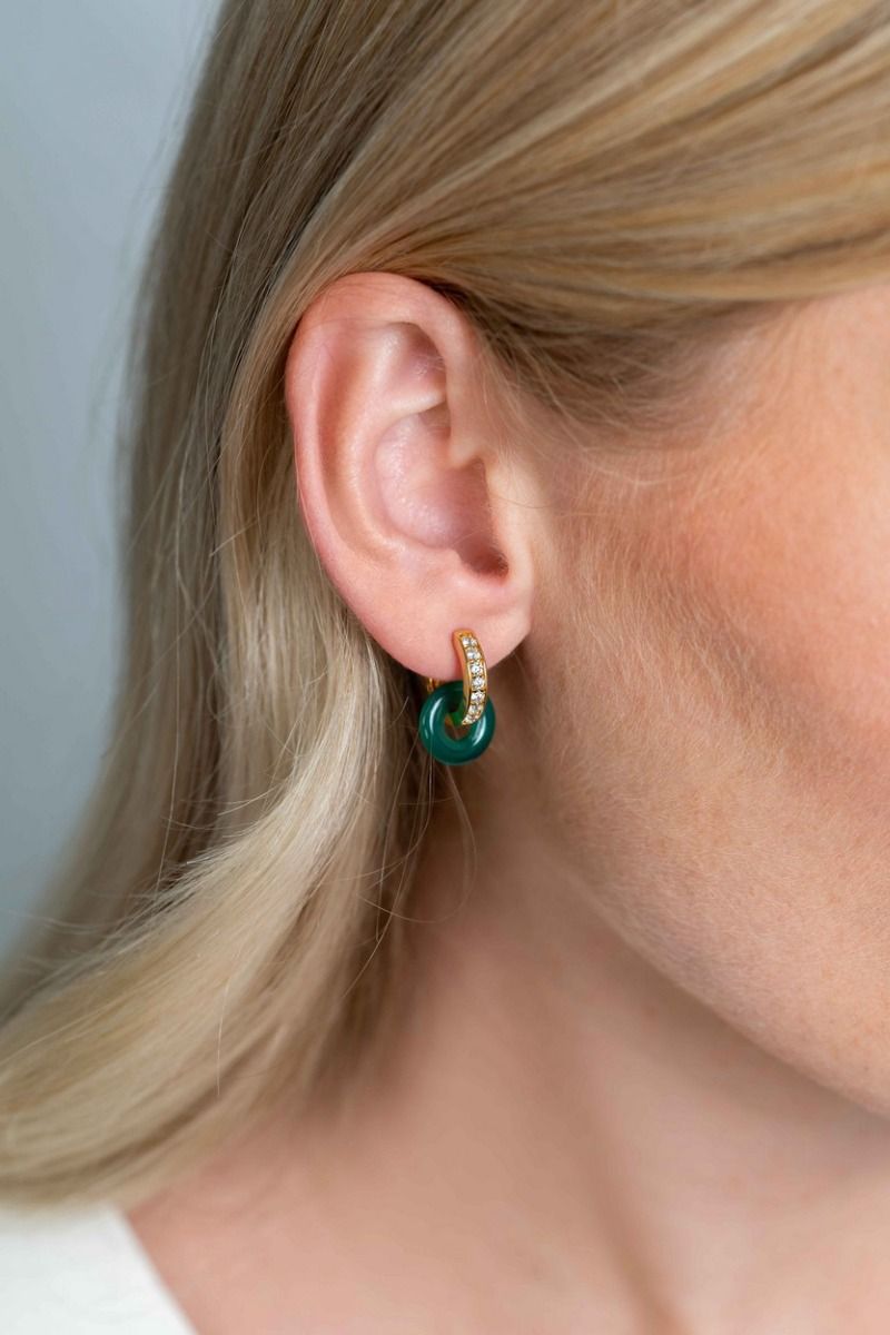 ZINZI Edelsteen Oorbedels met Groene Agaat - ZICH2274G