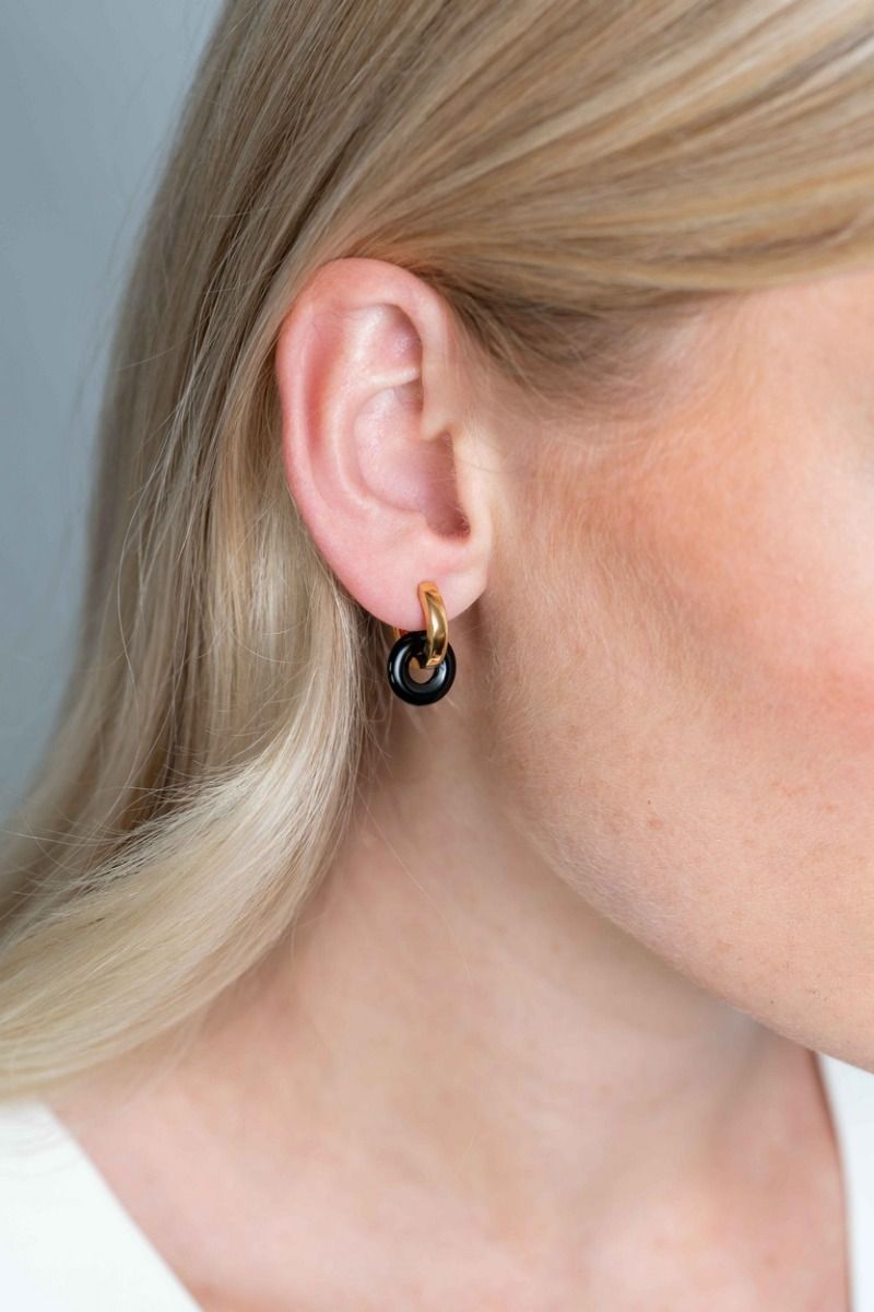 ZINZI Edelsteen Oorbedels met Zwarte Onyx - ZICH2274Z