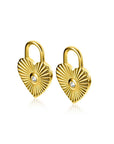 Zinzi gold plated zilveren oorbedels hart met zonnestralen en witte zirkonia 15mm ZICH2305 (excl. oorringen), exclusief en kwalitatief hoogwaardig. Ontdek nu!