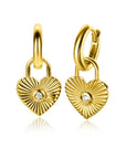 Zinzi gold plated zilveren oorbedels hart met zonnestralen en witte zirkonia 15mm ZICH2305 (excl. oorringen), exclusief en kwalitatief hoogwaardig. Ontdek nu!