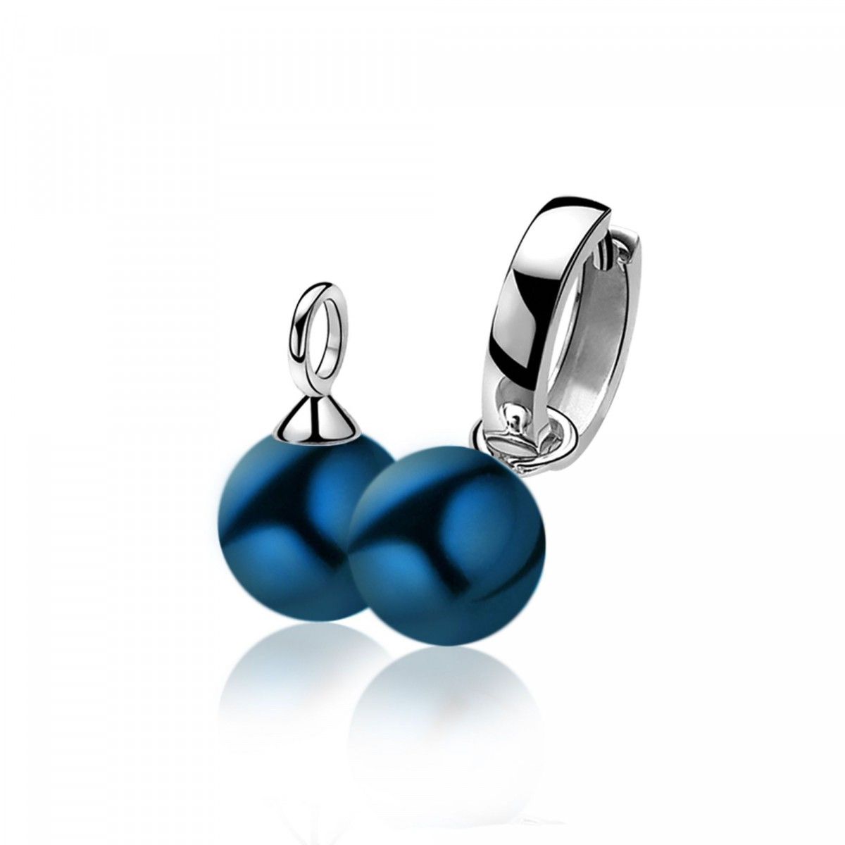 ZINZI Zilveren Oorbedels met Blauwe Parel - ZICH266B