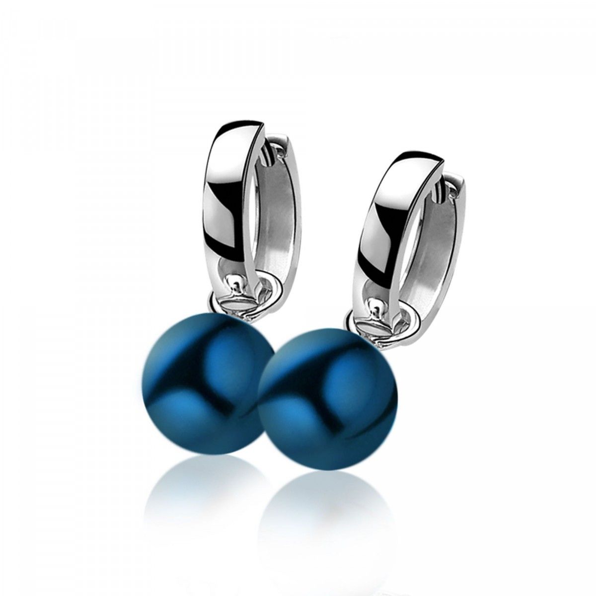 ZINZI Zilveren Oorbedels met Blauwe Parel - ZICH266B