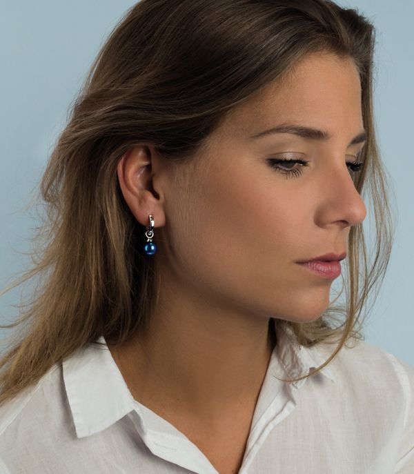ZINZI Zilveren Oorbedels met Blauwe Parel - ZICH266B
