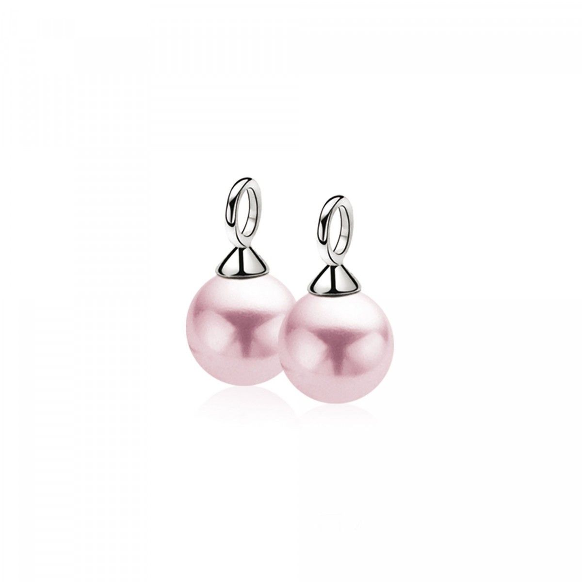 ZINZI Zilveren Oorbedels met Roze Parel - ZICH266R