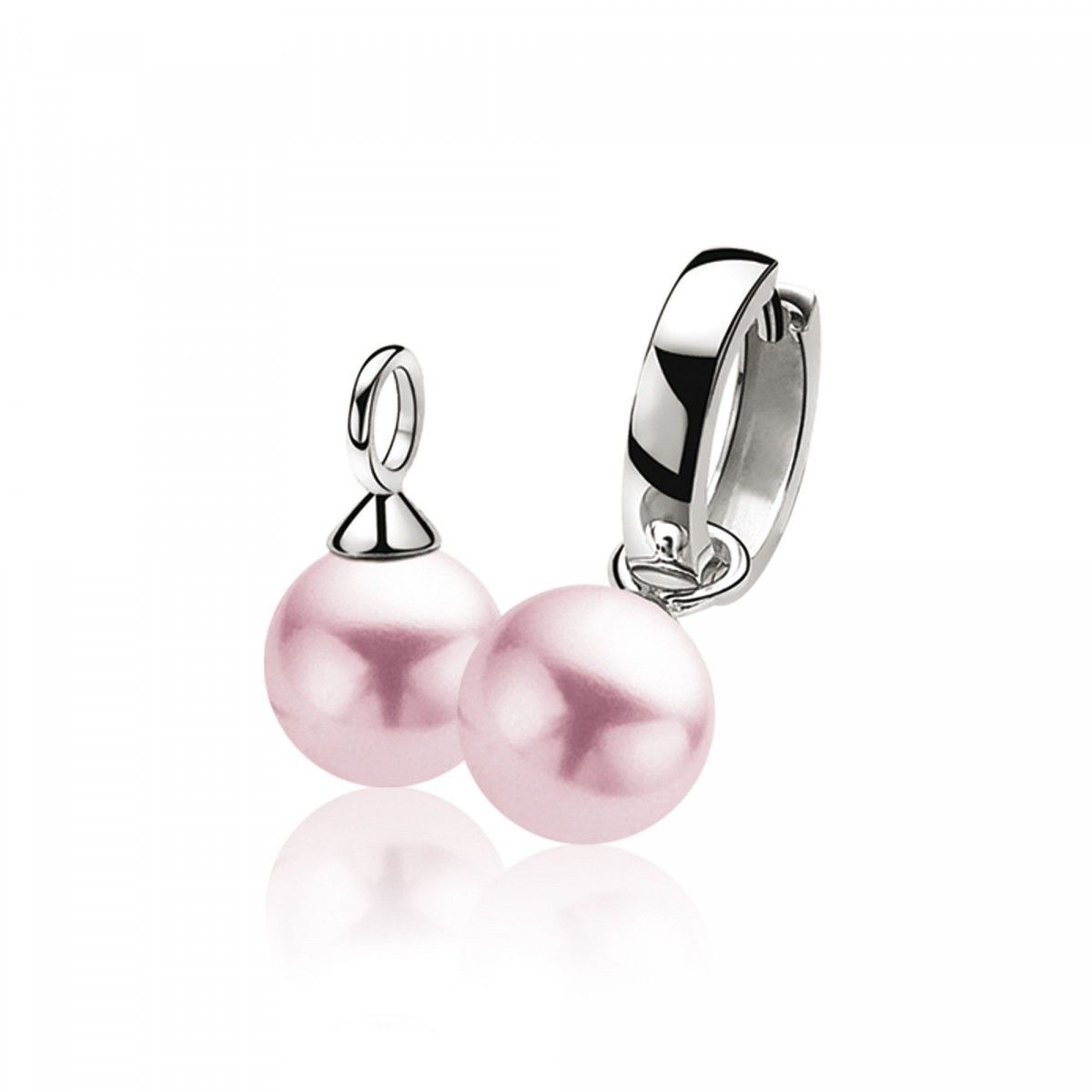 ZINZI Zilveren Oorbedels met Roze Parel - ZICH266R