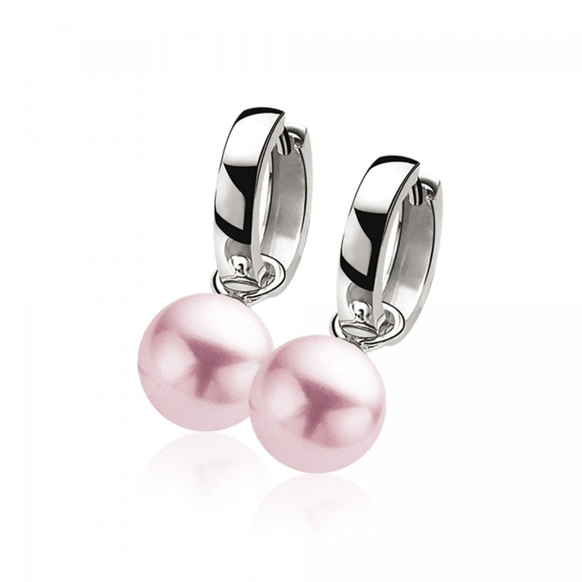 ZINZI Zilveren Oorbedels met Roze Parel - ZICH266R