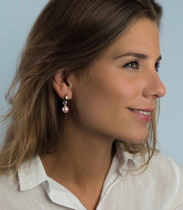 ZINZI Zilveren Oorbedels met Roze Parel - ZICH266R