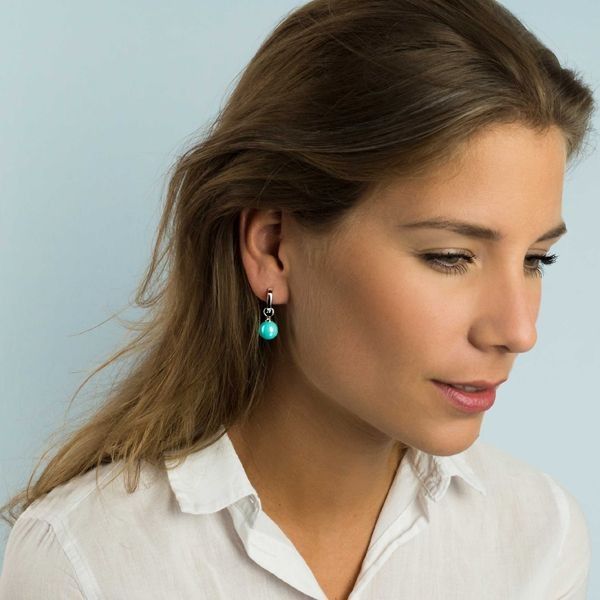 ZINZI Zilveren Oorbedels met Blauwe Parel - ZICH266T