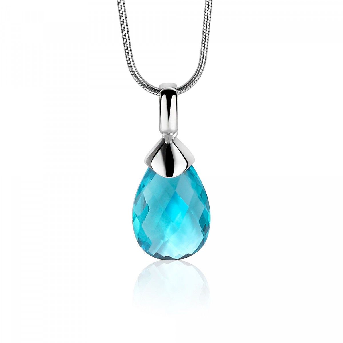 ZINZI Zilveren Hanger met Blauwe Zirkonia - ZIH1171T