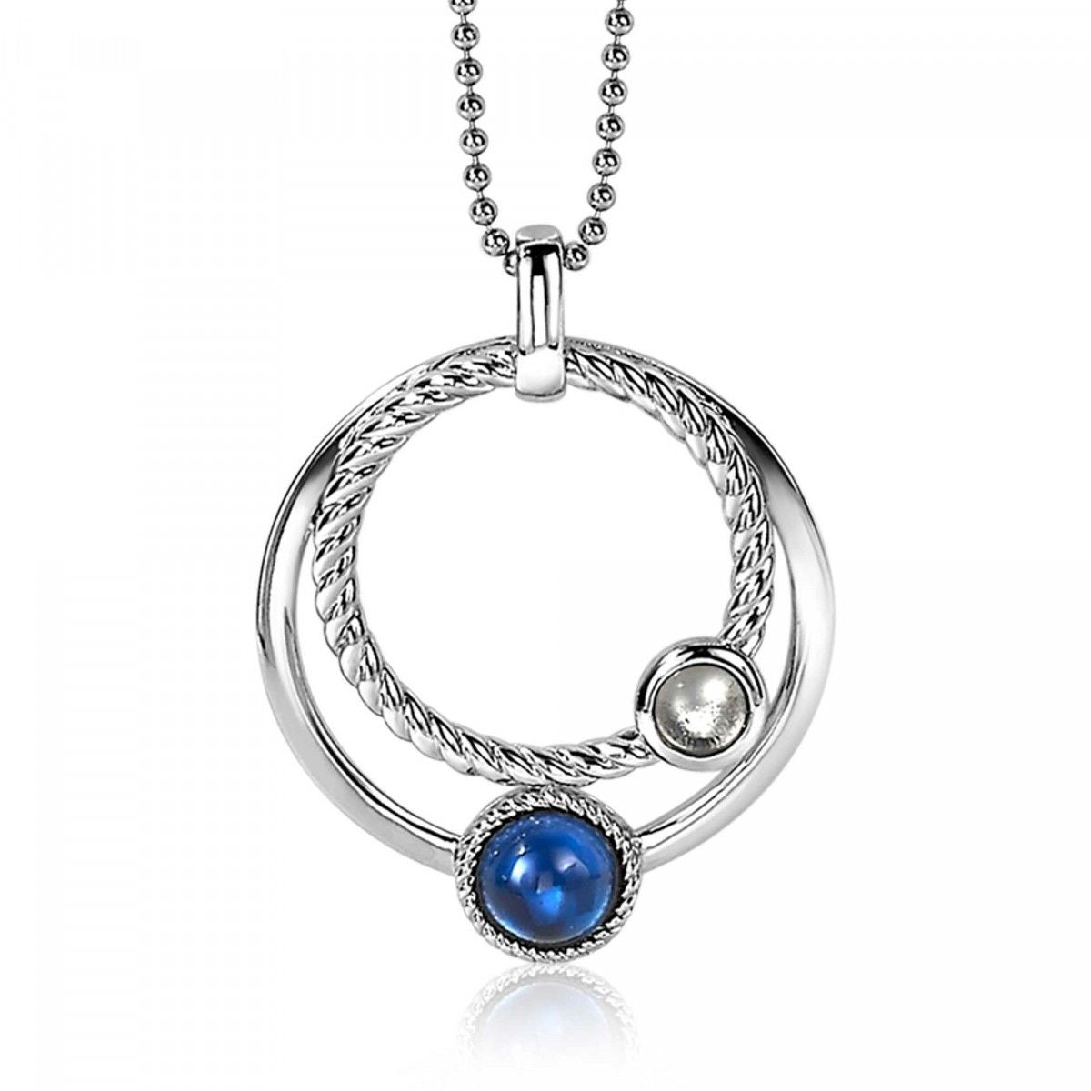 ZINZI Zilveren Hanger met Zirkonia 32mm blauw - ZIH1963