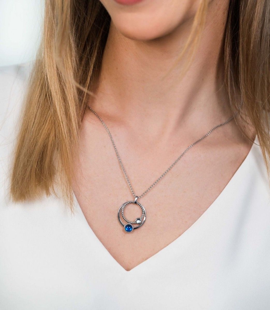 ZINZI Zilveren Hanger met Zirkonia 32mm blauw - ZIH1963