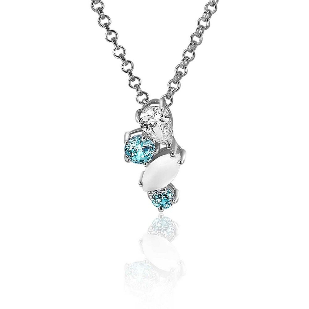 ZINZI Zilveren Hanger met Blauw, Wit Zirkonia - ZIH2189