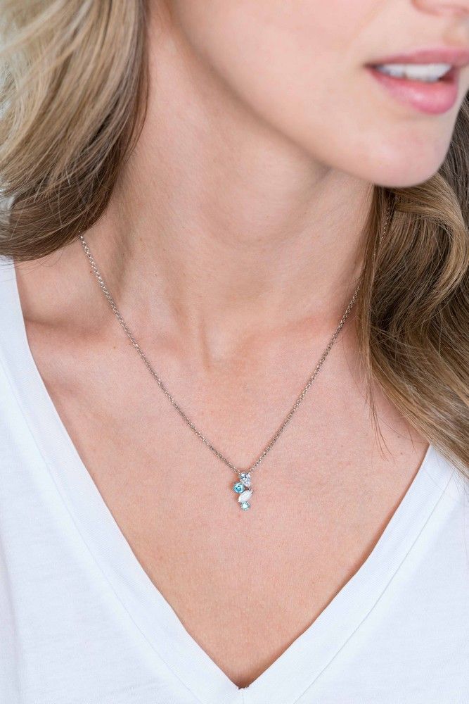 ZINZI Zilveren Hanger met Blauw, Wit Zirkonia - ZIH2189