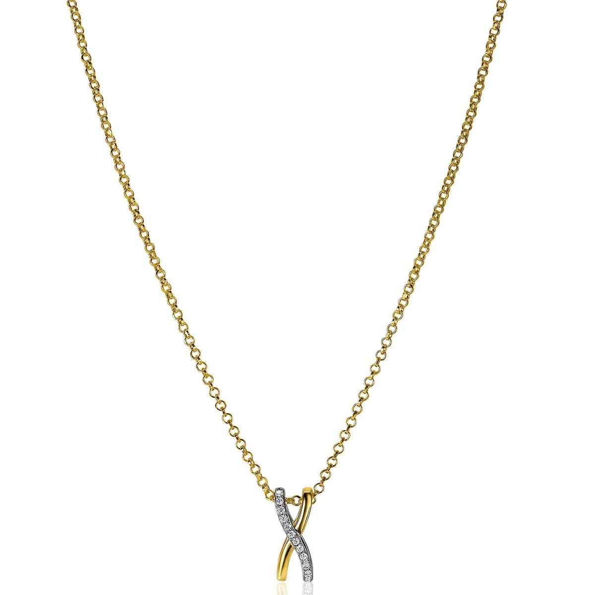 ZINZI Verguld Zilveren Hanger met Witte Zirkonia - ZIH2234